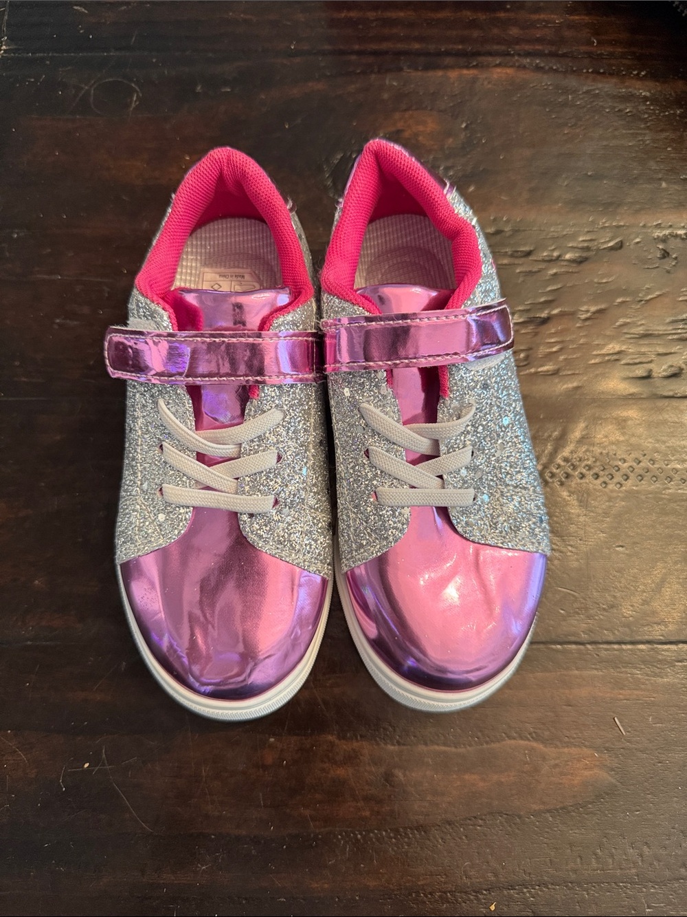 Hello Kitty Pink Metallic & Silver Glitter Kids Sneakers